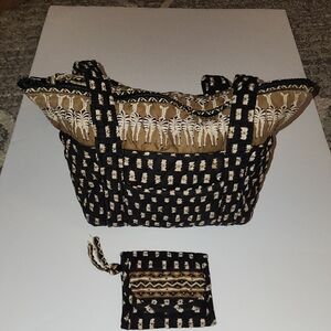 Vera Bradley Vintage Zebras Print Purse And Wallet Set